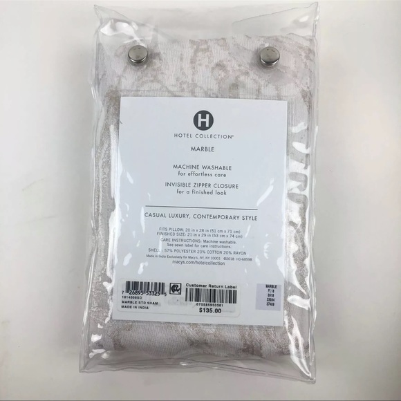 Hotel Collection Marble (1) Standard Pillow Sham $130 NEW - Picture 3 of 3